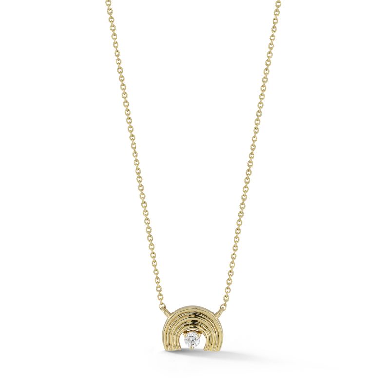 Diamond Flower Charm Pendant Necklace 14K Rose Gold (0.03Ct)