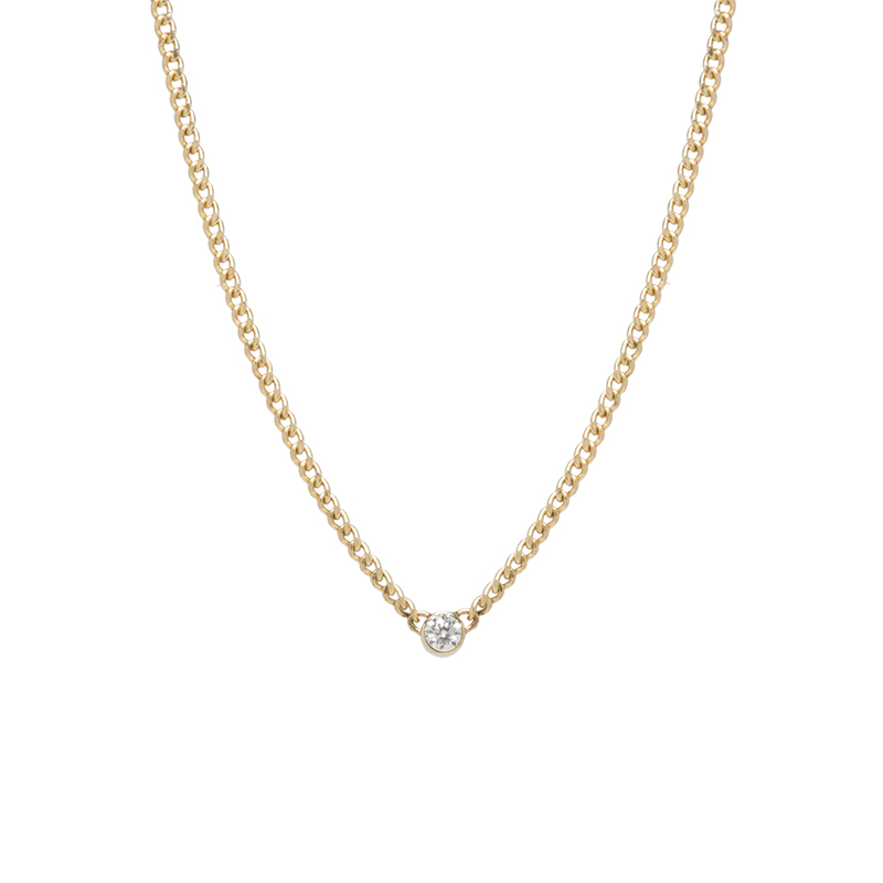 Zoe Chicco 14k Diamond Bezel Curb Link Necklace - 1DN-3-D