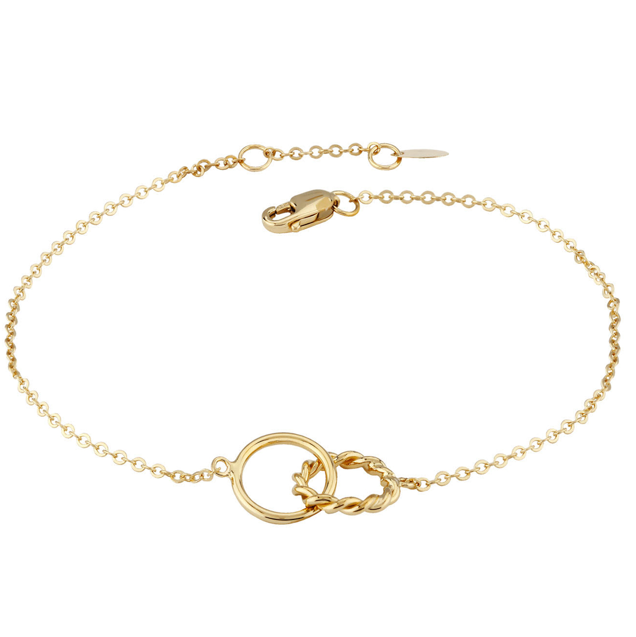 Gold Double Twist Interlocking Link Bracelet - PDCC-9024277.5